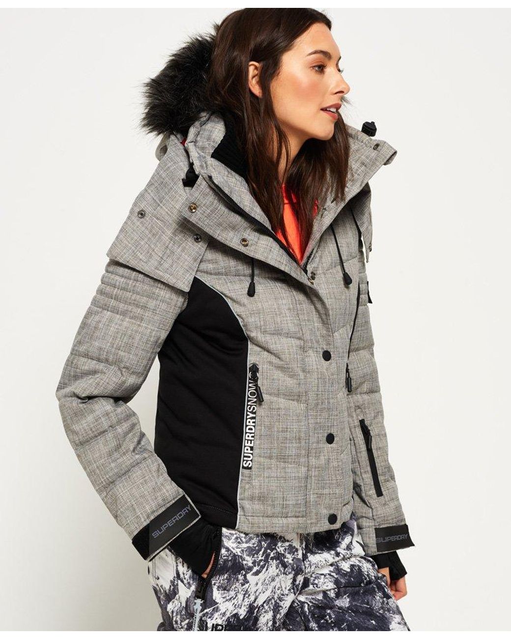 Superdry Snow Puffer Jacket Light Grey in Gray | Lyst