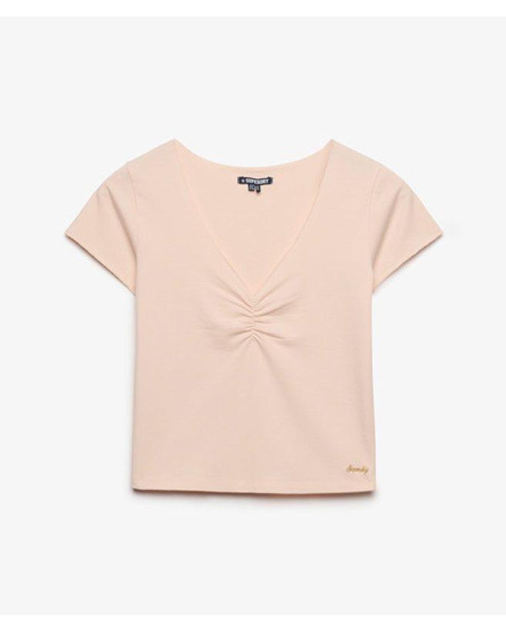 Superdry Blue & Co Gathered V-neck Crop T-shirt