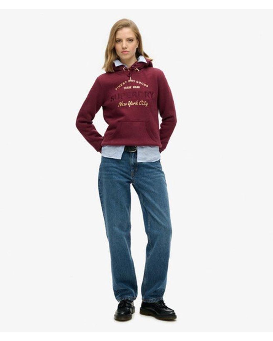 Superdry Red & Co Luxe Metallic Logo Hoodie
