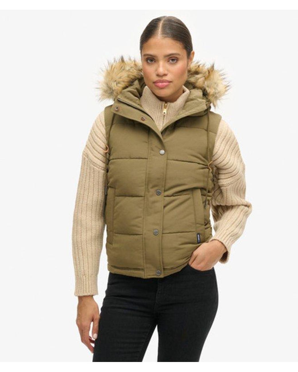 Superdry Natural & Co Everest Faux Fur Puffer Gilet