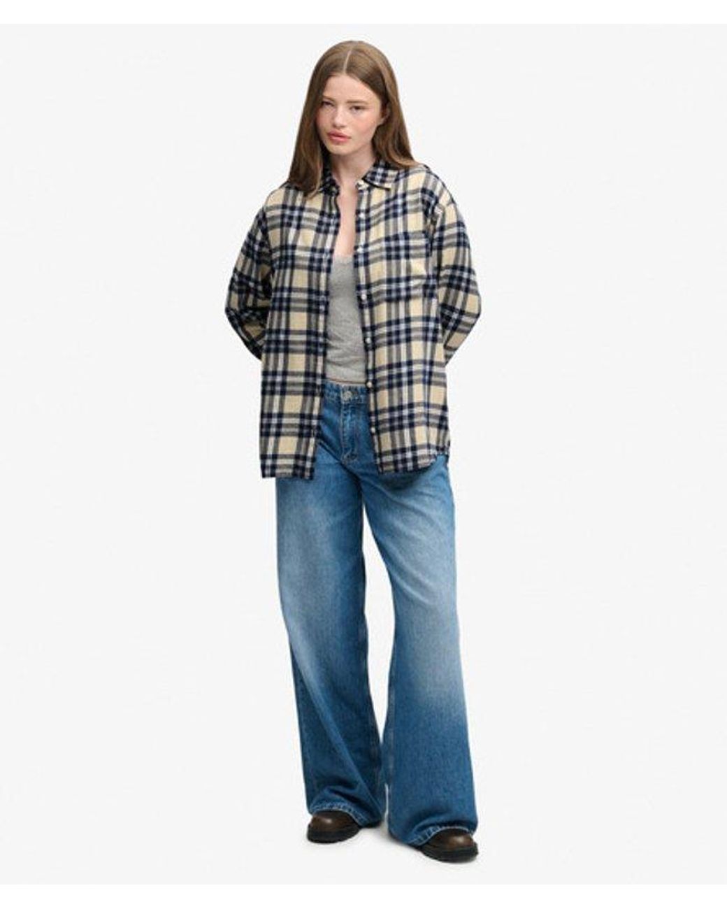 Superdry Blue & Co Check Flannel Boyfriend Shirt