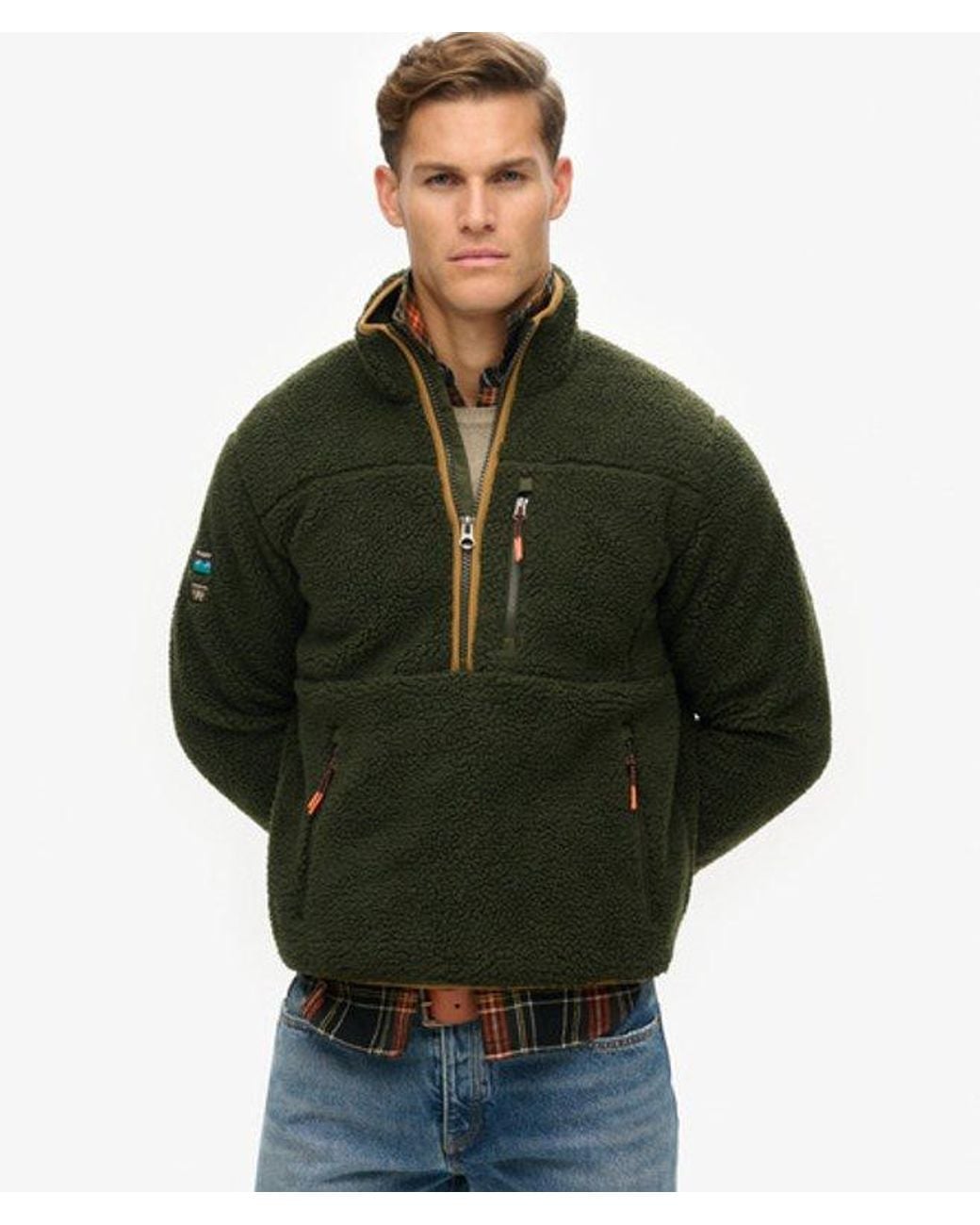 Superdry Green & Co Boxy Fit Embroidered Logo Outdoor Half Zip Fleece Jumper for men