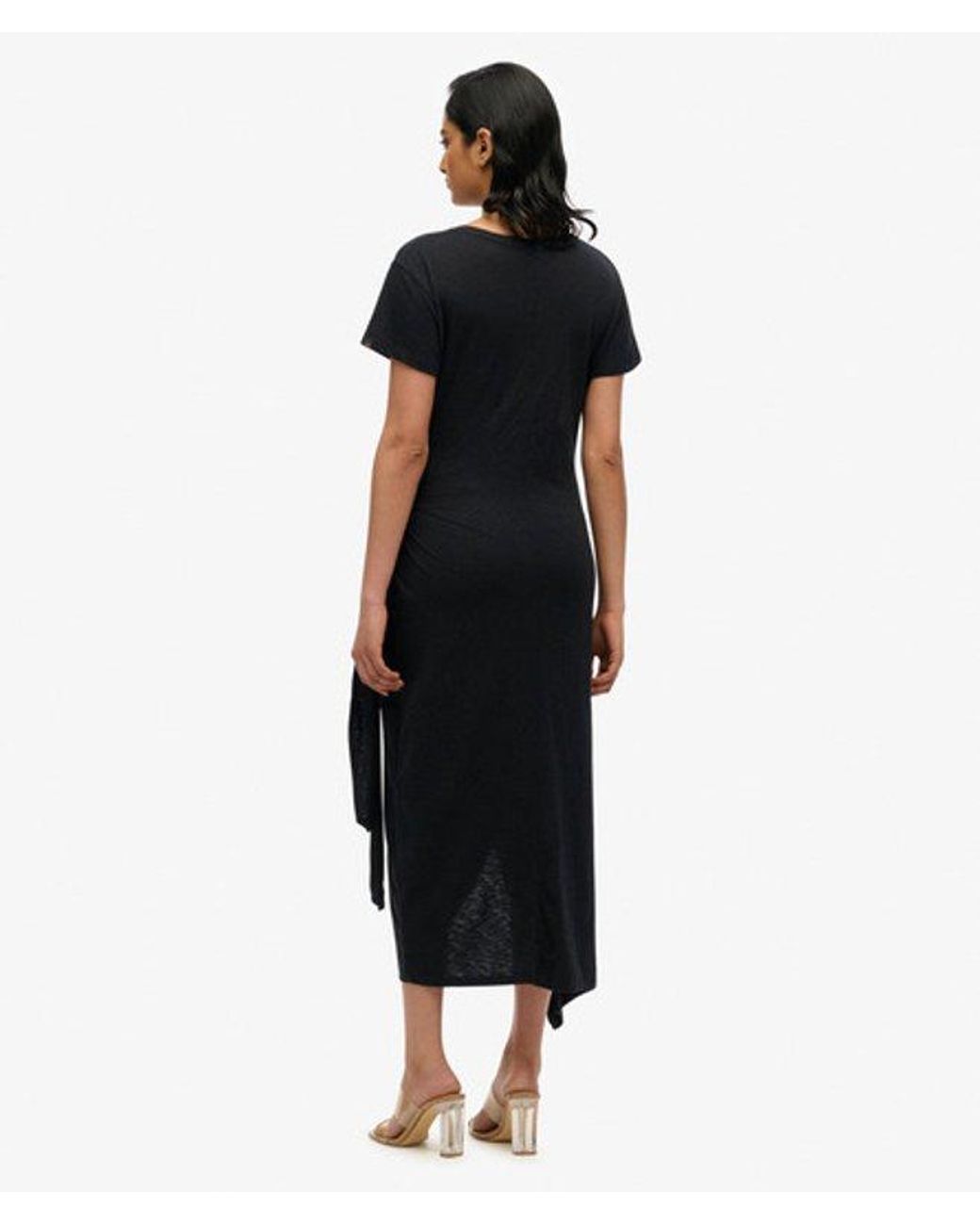 Superdry Black & Co Slub Midi Wrap Dress