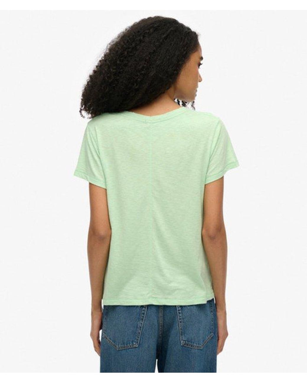 Superdry Blue & Co Slub Embroidered V-neck T-shirt