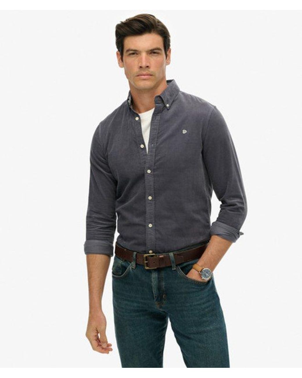 Superdry Blue & Co Classic Needle Cord Shirt for men