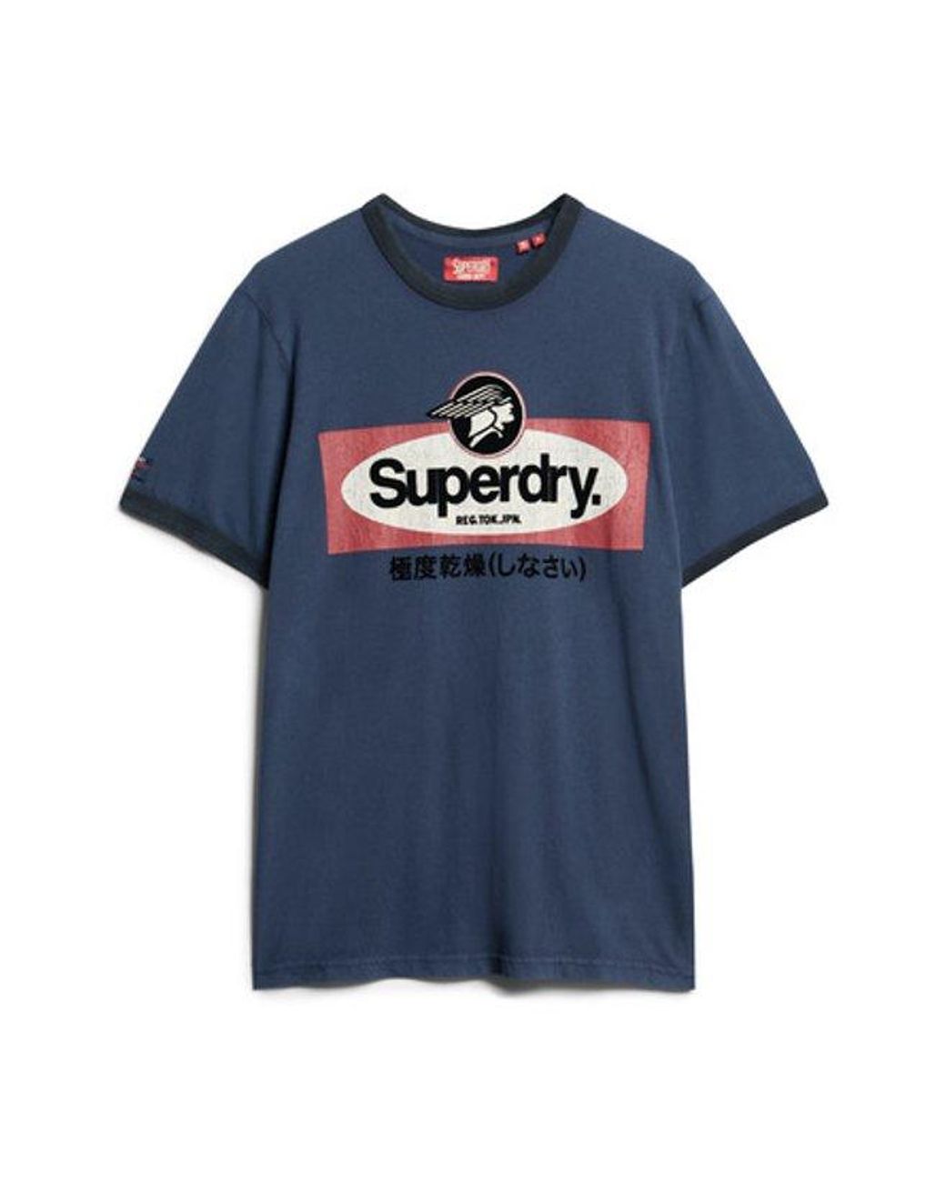 Superdry Blue & Co Core Logo Ringer Workwear Graphic Crew Neck T-shirt for men