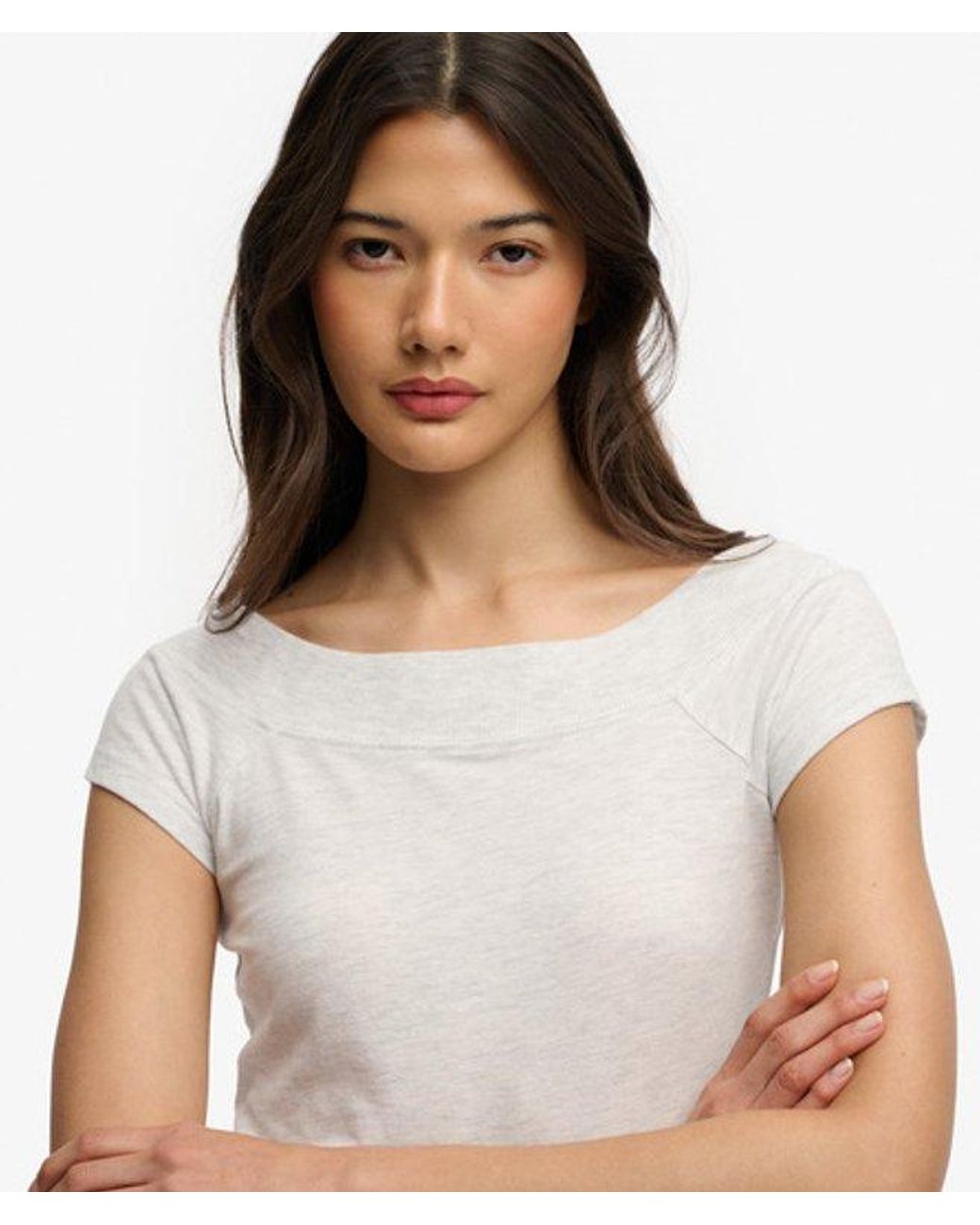 Superdry White Athletic Essentials Off Shoulder Top