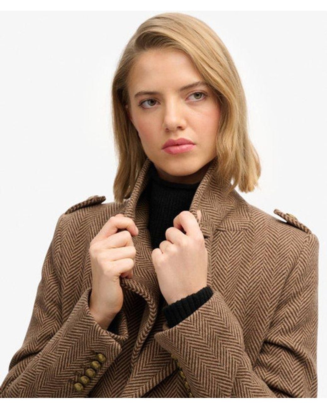 Superdry Natural & Co Double Breasted Wool Blend Coat