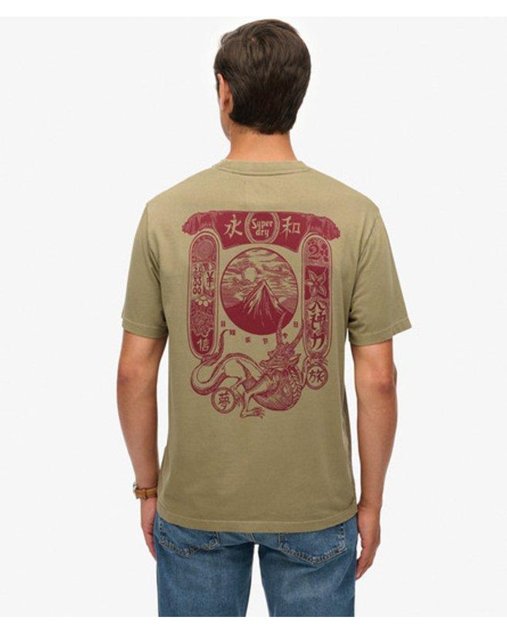 Superdry Green Tokyo Narrative Loose T-shirt for men