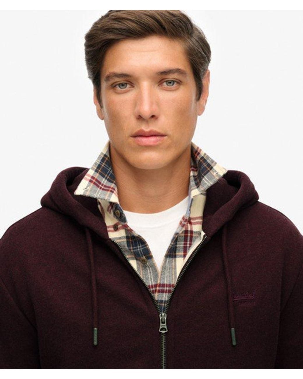 Superdry Red & Co Essential Logo Half Brushed Zip Hoodie for men