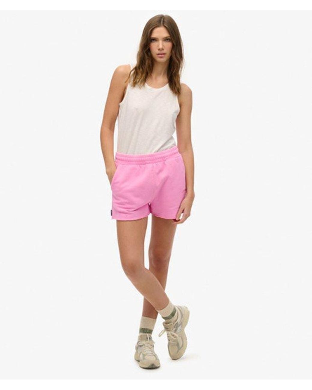 Superdry Pink & Co Essential Logo Garment Dye Shorts