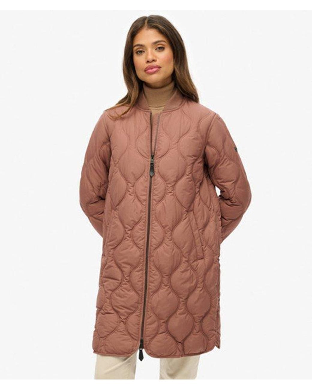 Superdry Brown Longline Quilted Liner Jacket