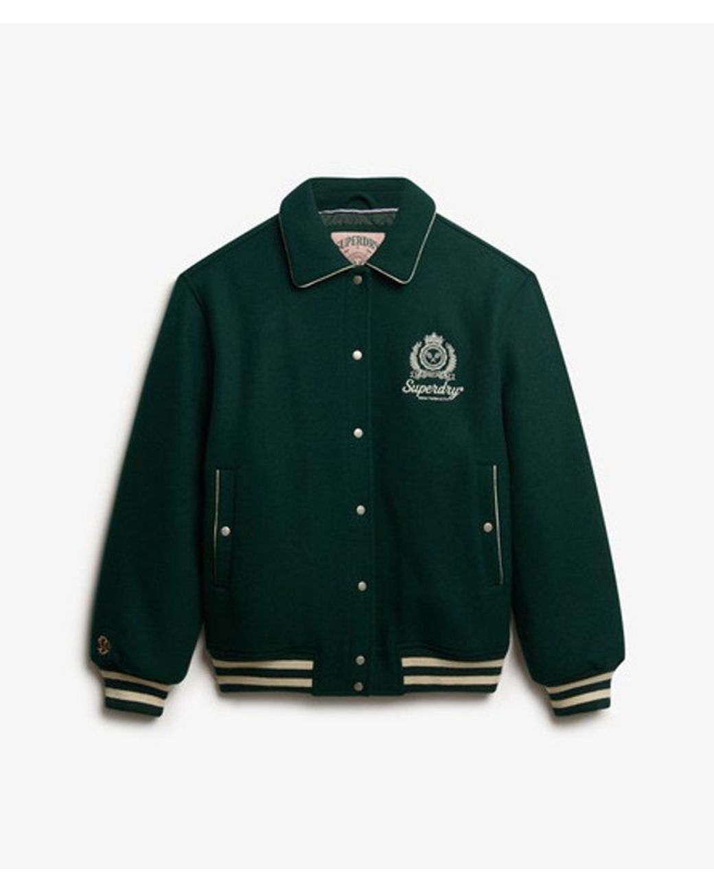 Superdry Green Country Club Wool Bomber Jacket