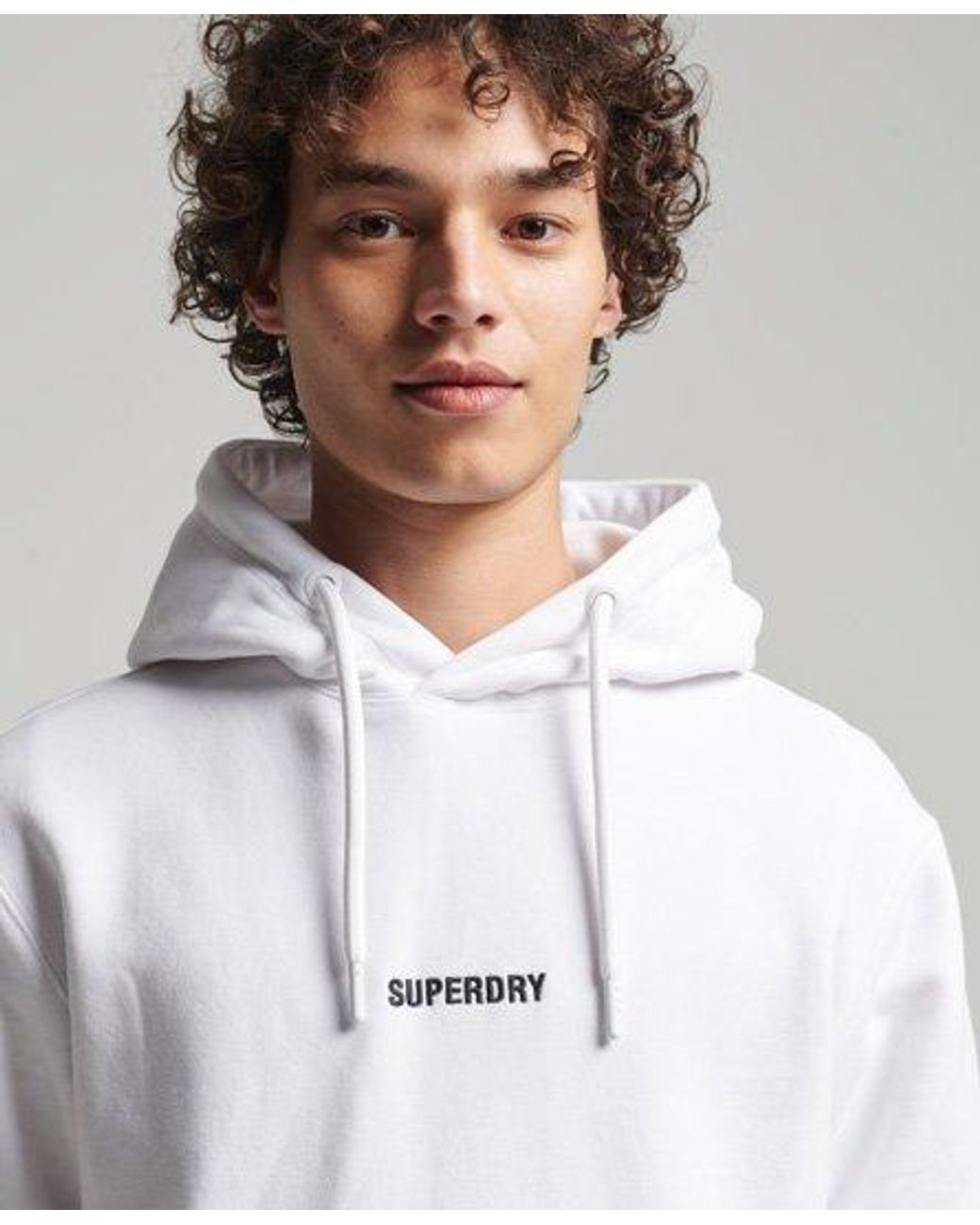 Superdry Code Micro Logo Pullover Hoodie in White for Men | Lyst