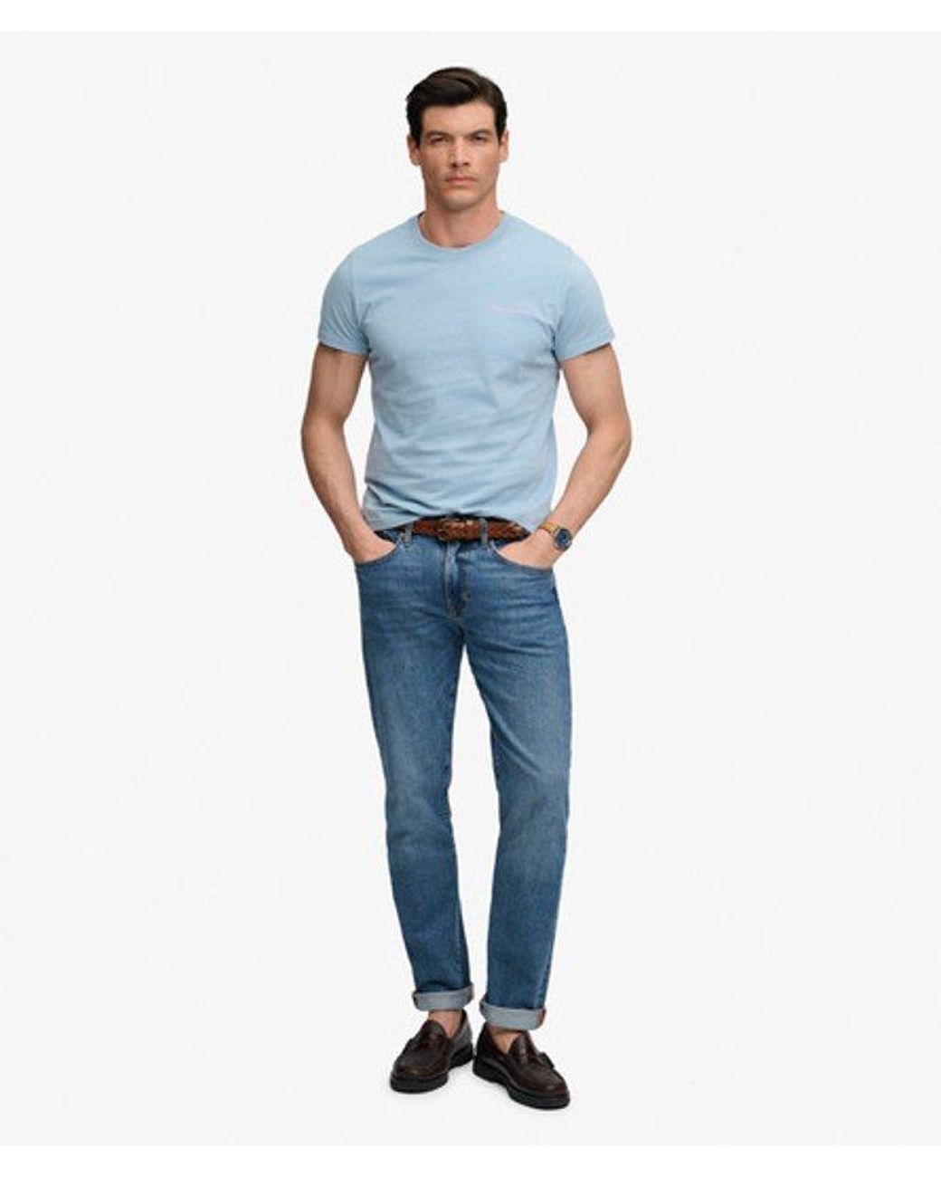 Superdry Blue & Co Essential Company Logo Embroidered T-shirt for men