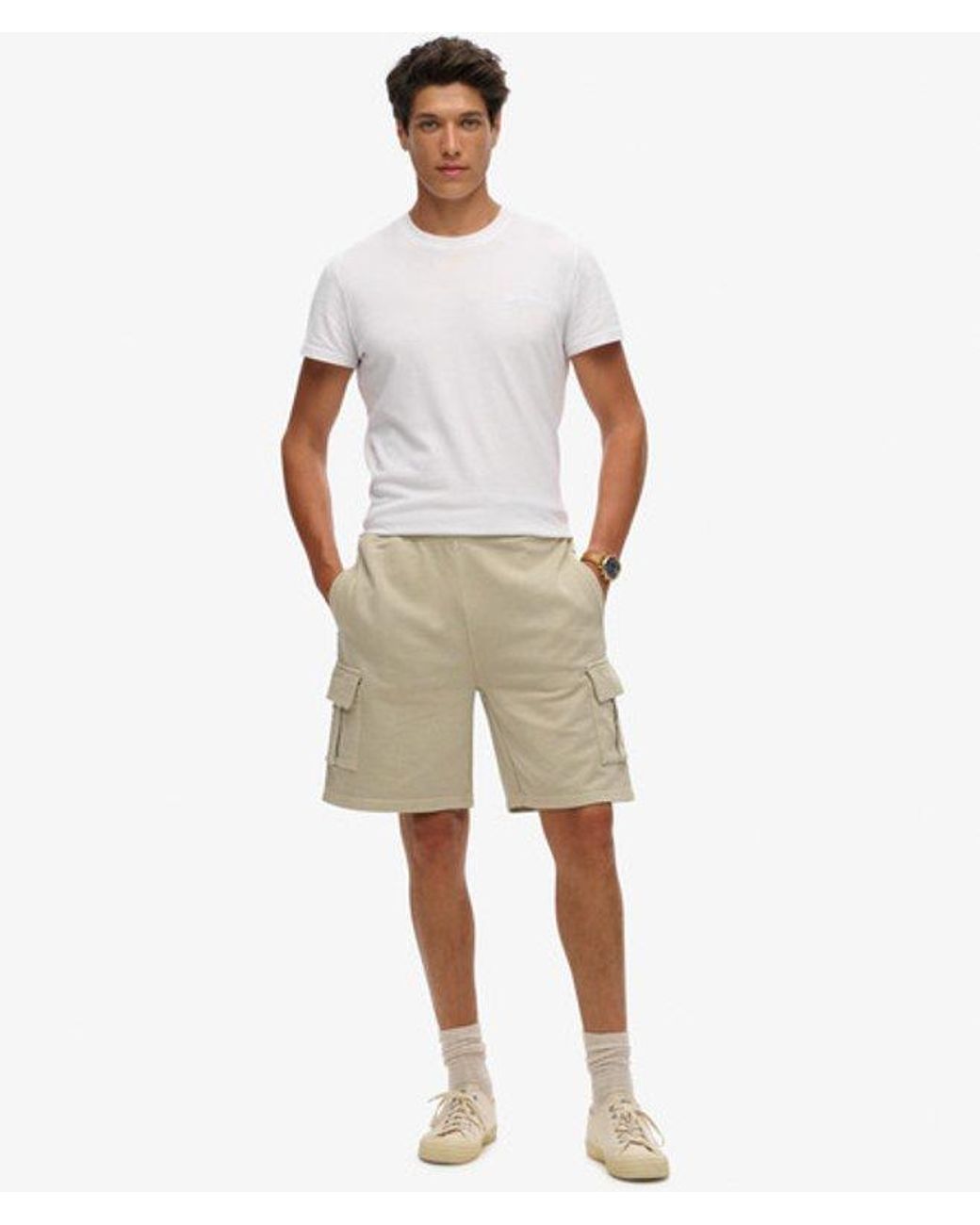 Superdry Natural & Co Classic Contrast Stitch Cotton Cargo Shorts for men