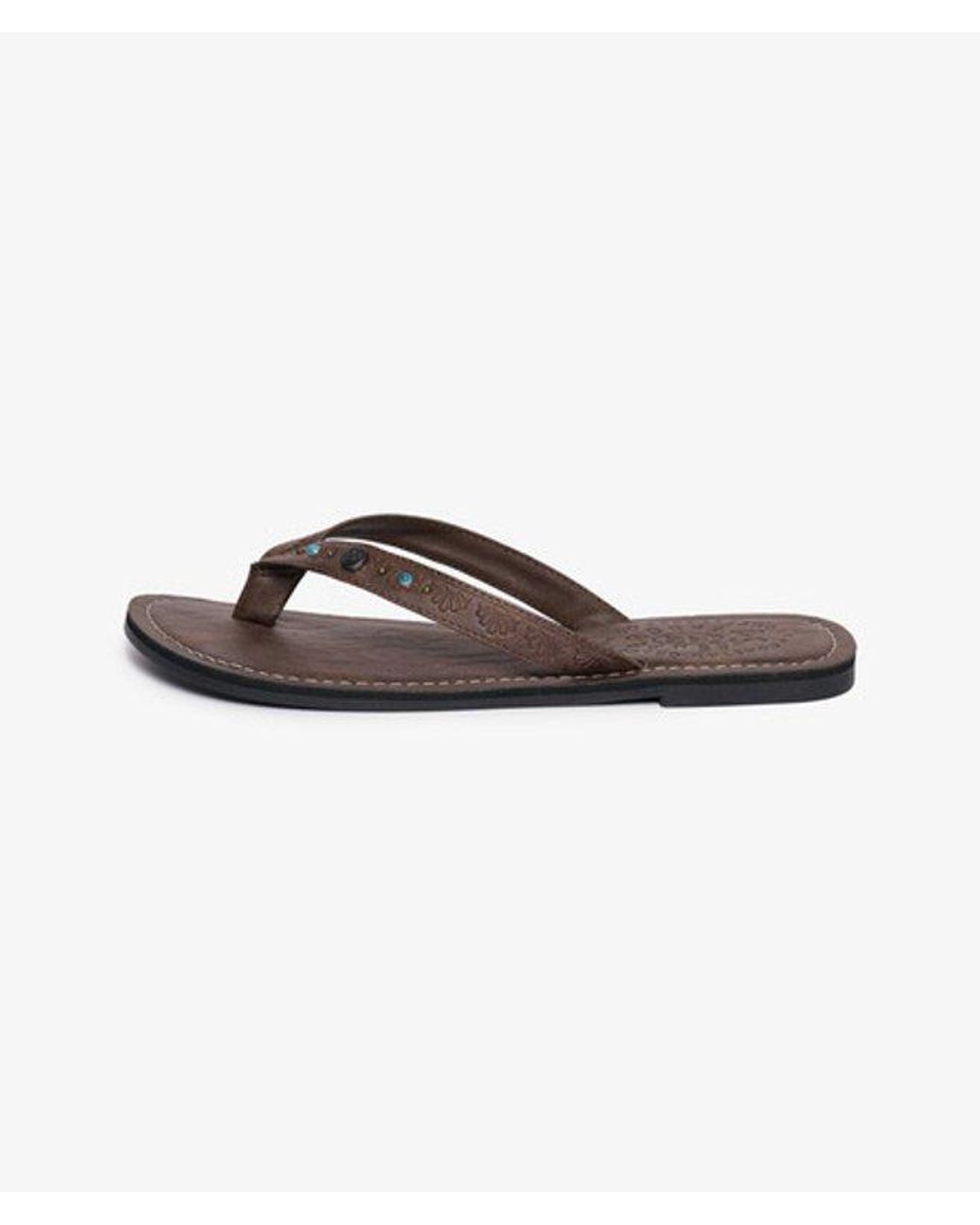 Superdry White & Co Faux Leather Embossed Flip Flops