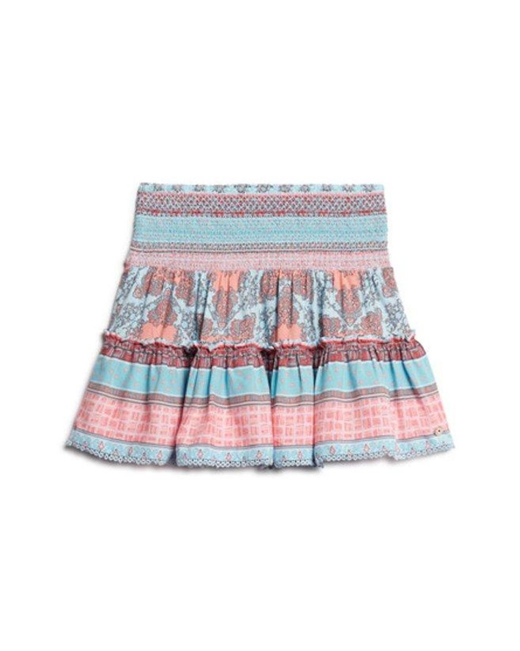 Superdry White & Co Printed Shirred Mini Skirt