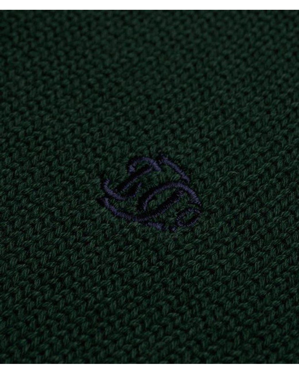 Superdry Green Cotton Button Henley Jumper for men
