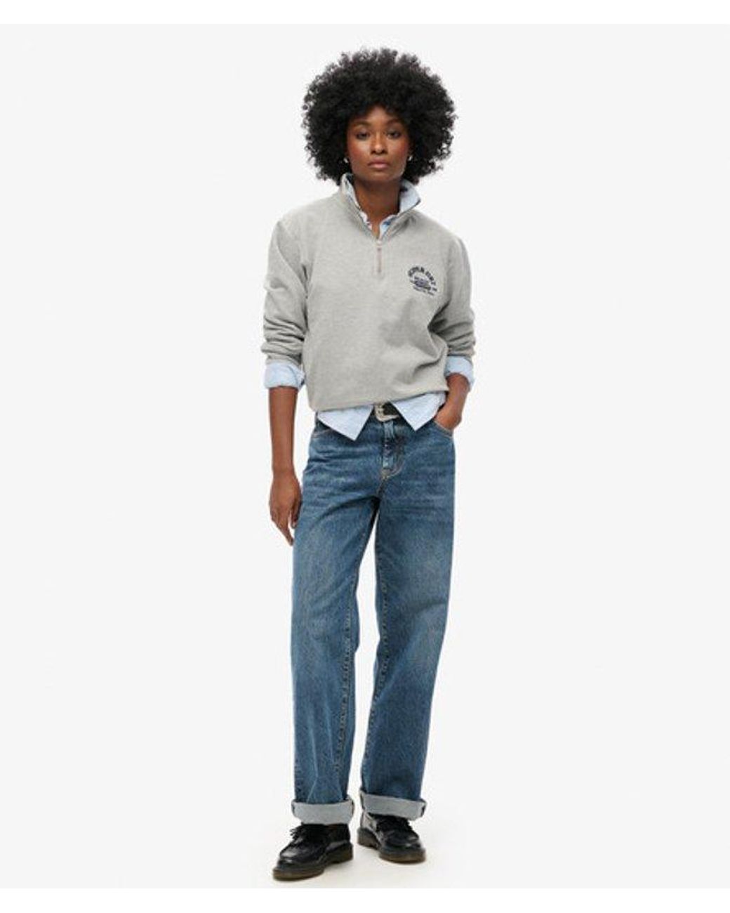 Superdry Gray & Co Athletic Essentials Half Zip Sweatshirt