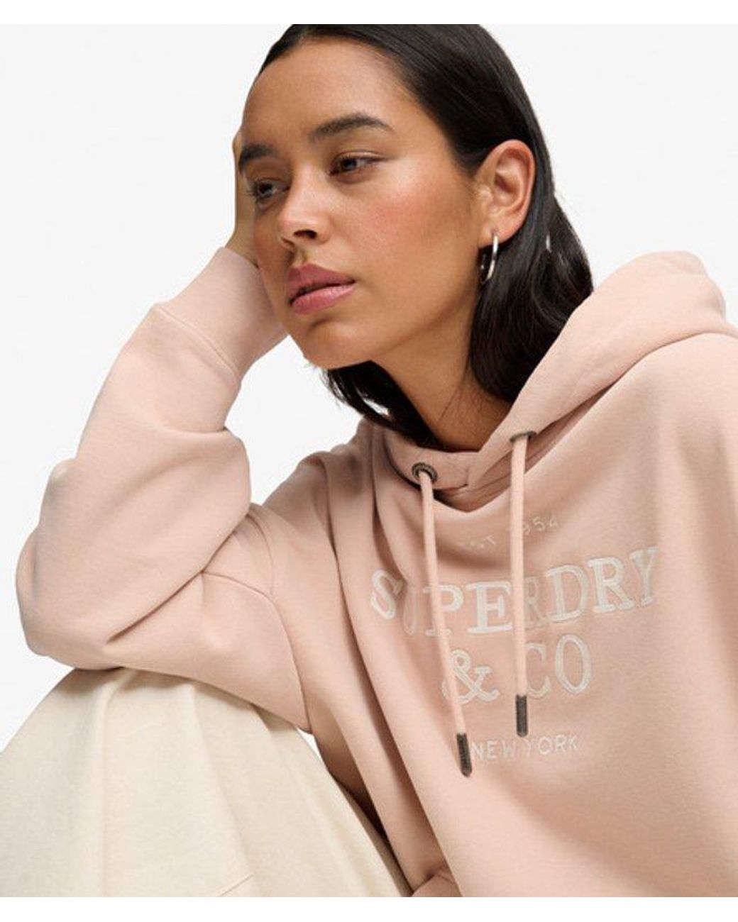 Superdry Natural & Co Luxe Casual Embroidered Relaxed Hoodie