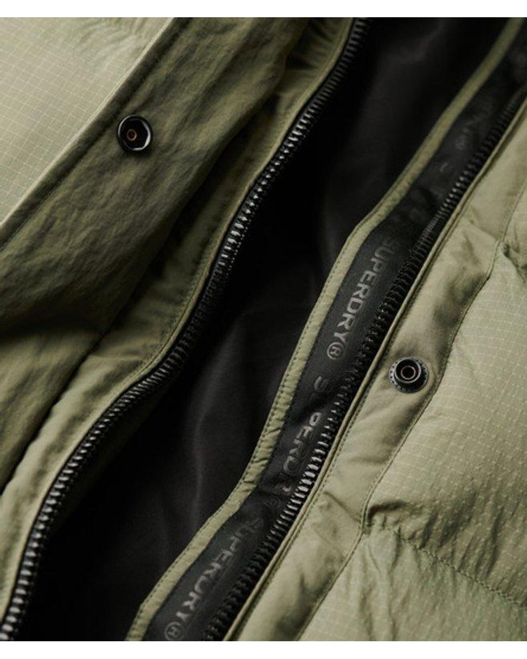 Superdry Green Rip-Stop Longline Puffer Coat