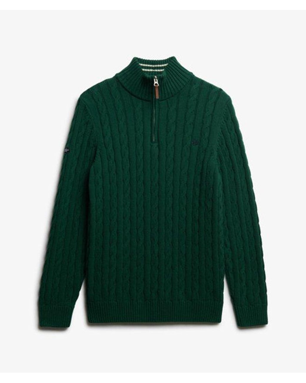 Superdry Green & Co Organic Cotton Classic Cable Half-zip Jumper for men