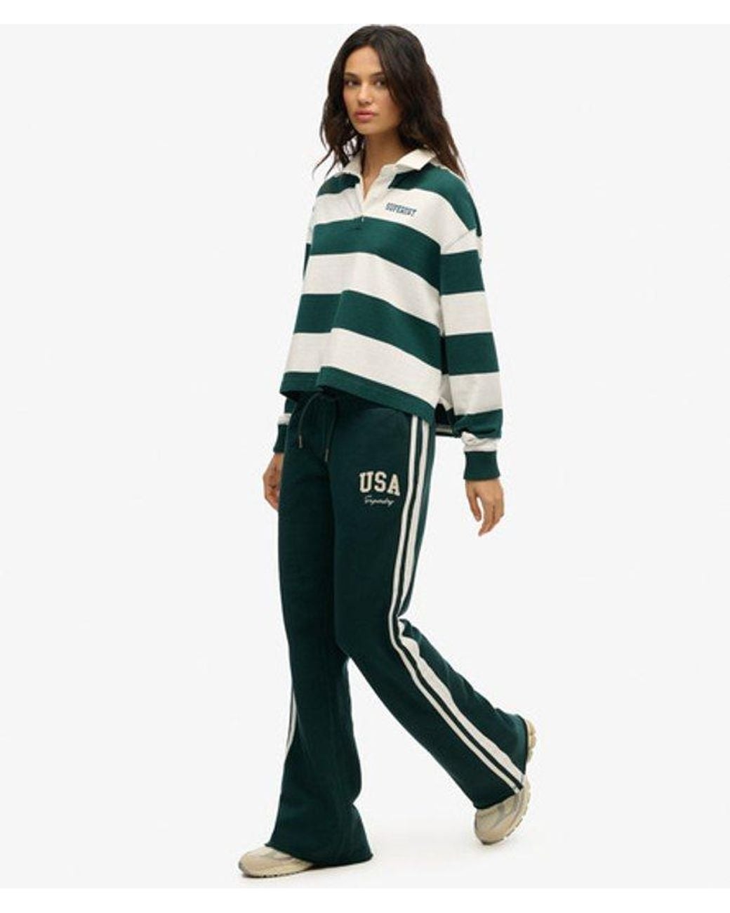 Superdry Blue Athletic Essentials Stripe Flare Joggers