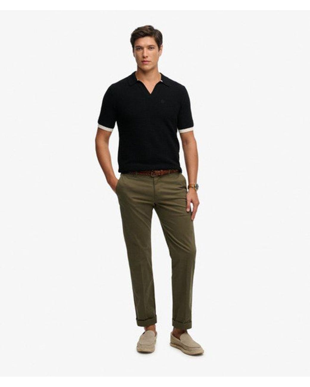 Superdry Black & Co Johnny Collar Knitted Polo Shirt for men