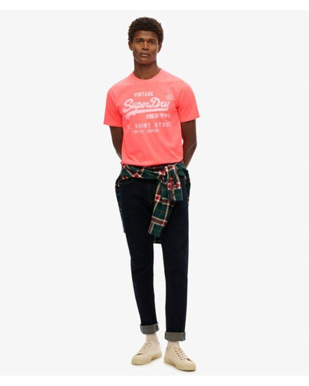 Superdry Red & Co Vintage Logo Neon Relaxed T-shirt for men
