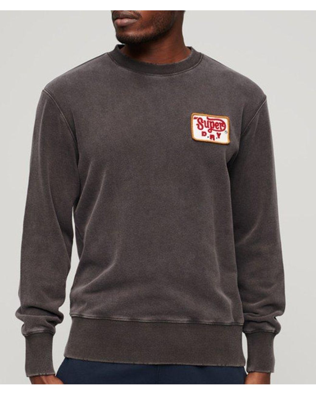 Superdry Gray Loose Fit Embroidered Logo Mechanic Crew Sweatshirt for men