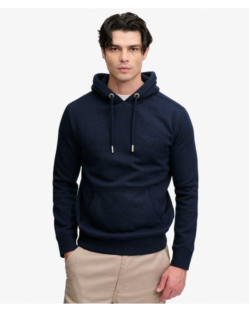 Superdry Blue & Co Vintage Logo Embroidered Hoodie for men