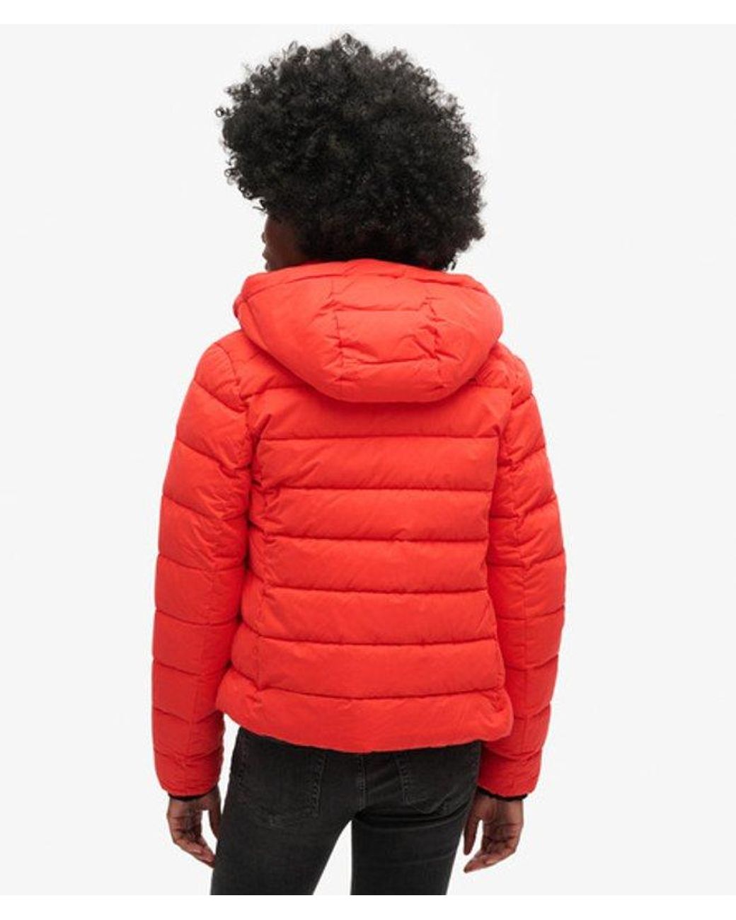 Superdry Red & Co Hooded Microfibre Padded Jacket