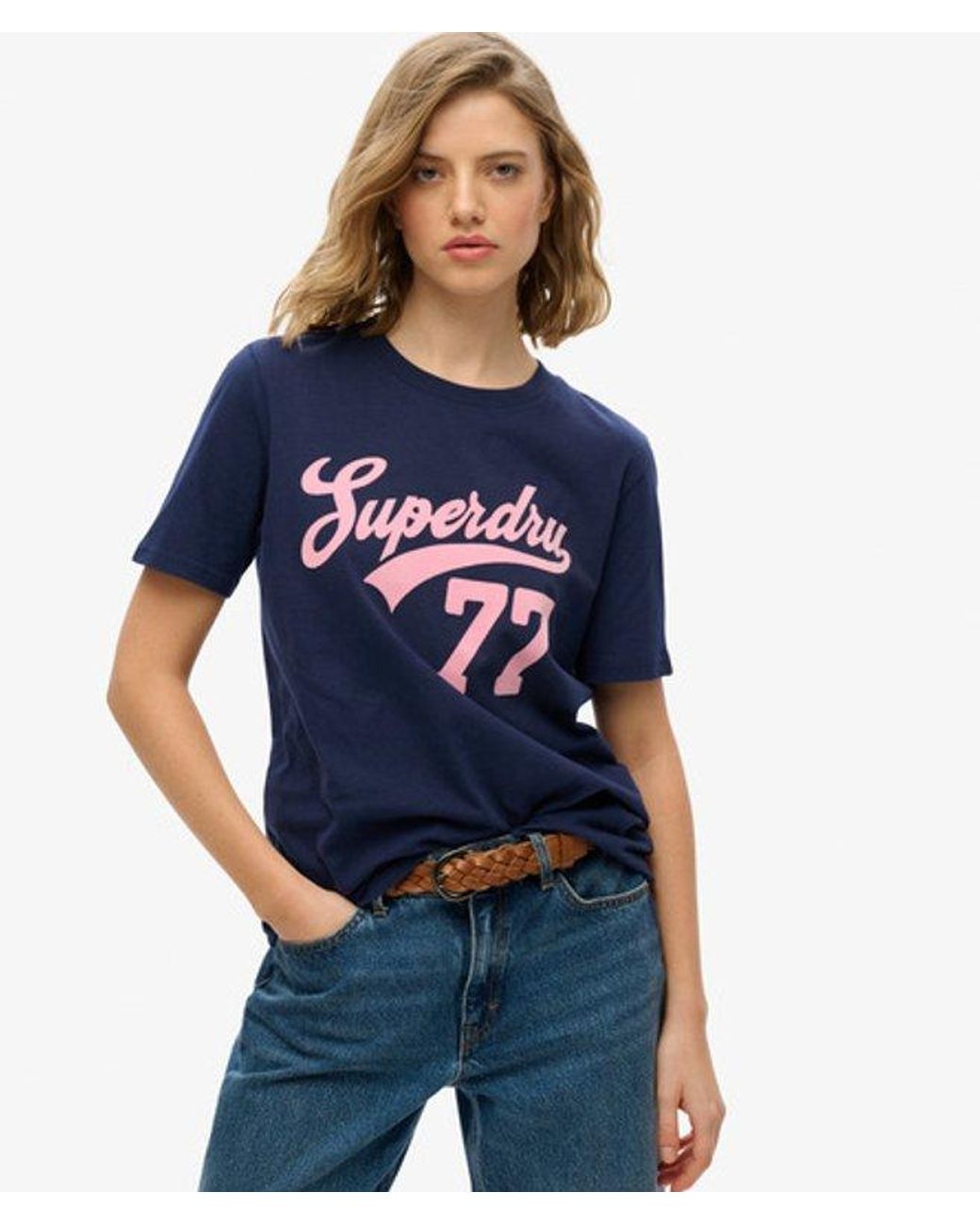 Superdry Blue & Co Classic Textured Graphic Super 77 T Shirt