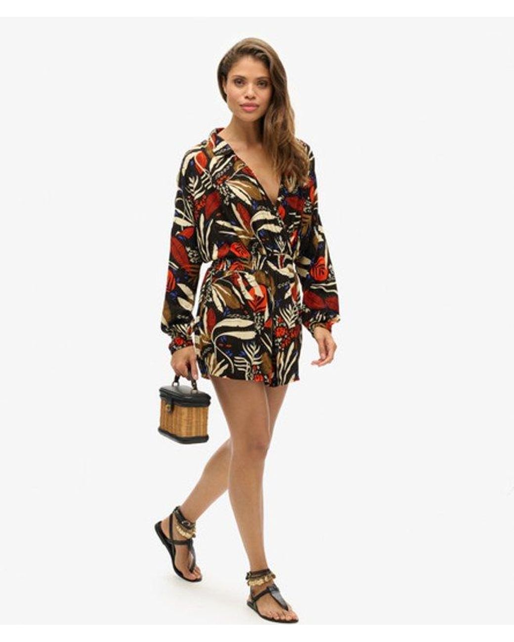 Superdry Brown Vintage Beach Playsuit