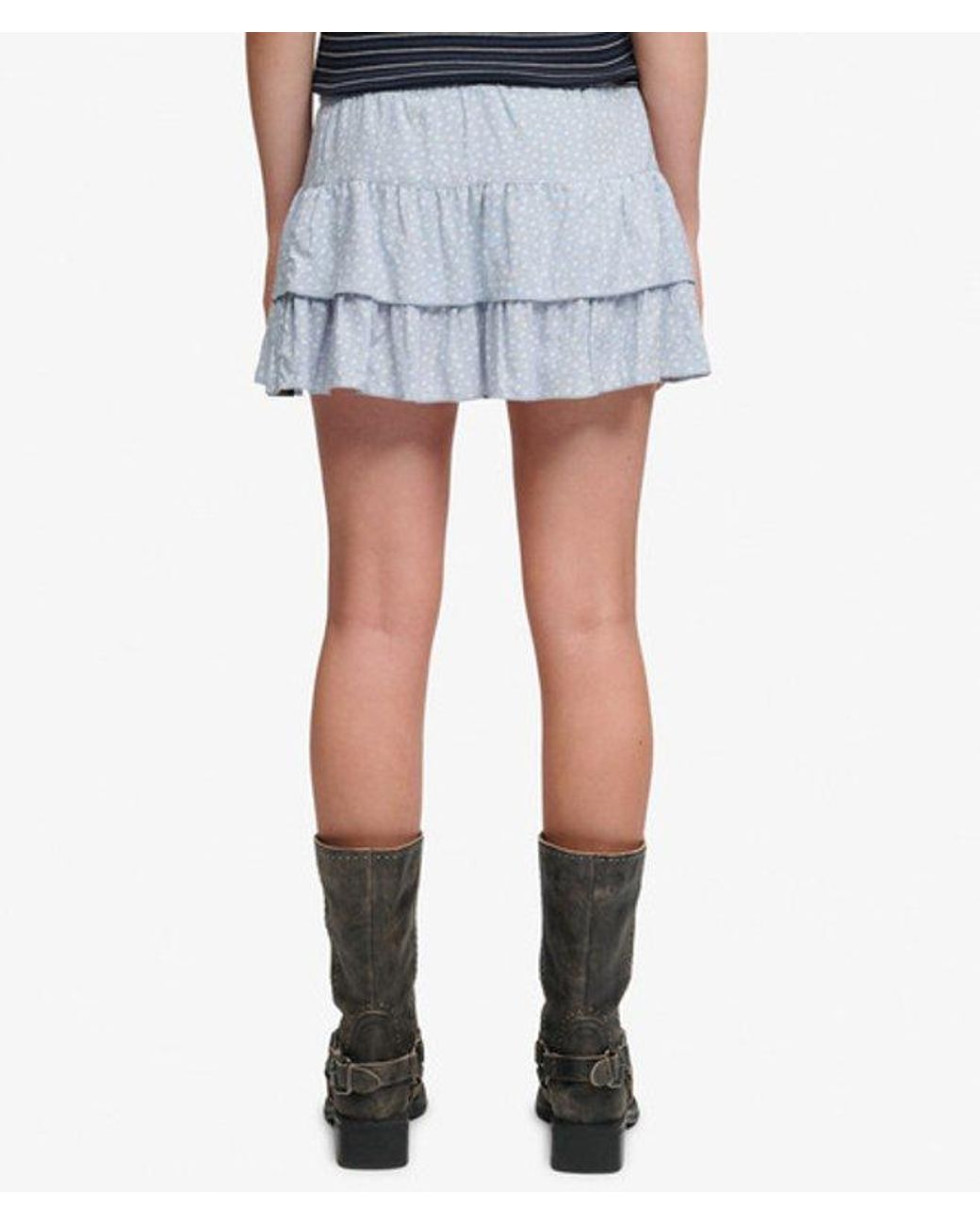 Superdry Blue & Co Printed Tiered Mini Skirt