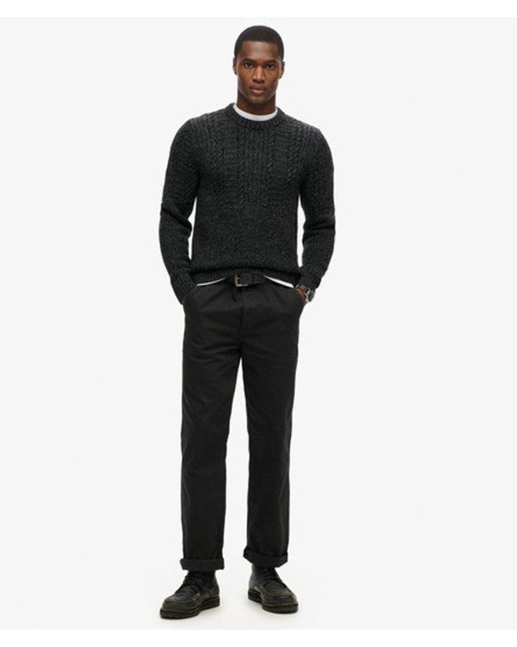 Superdry Black & Co Jacob Cable Knit Jumper for men