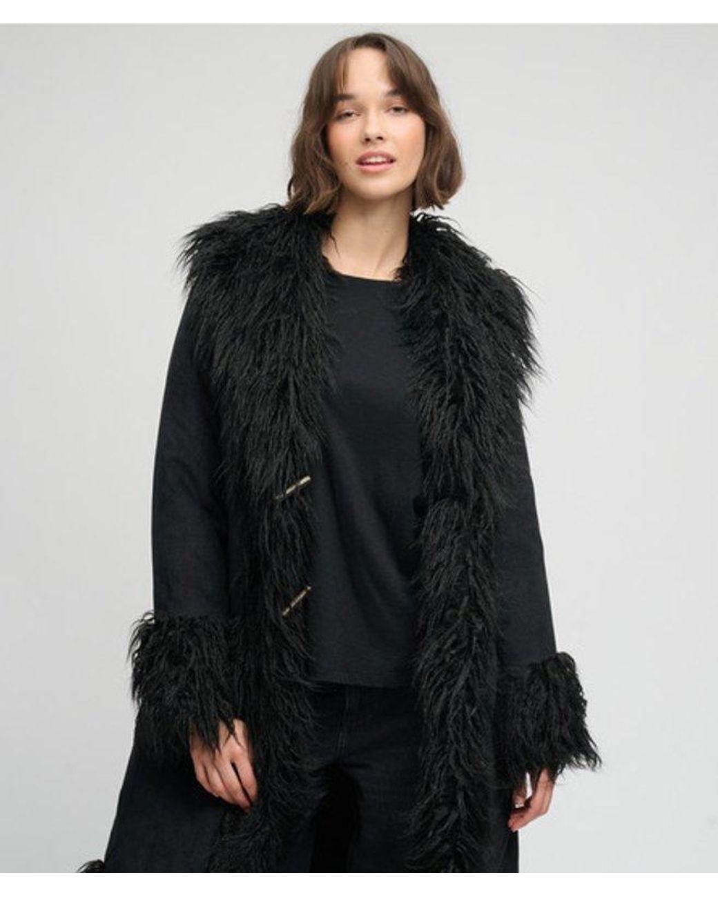 Superdry Black & Co Long Afghan Coat
