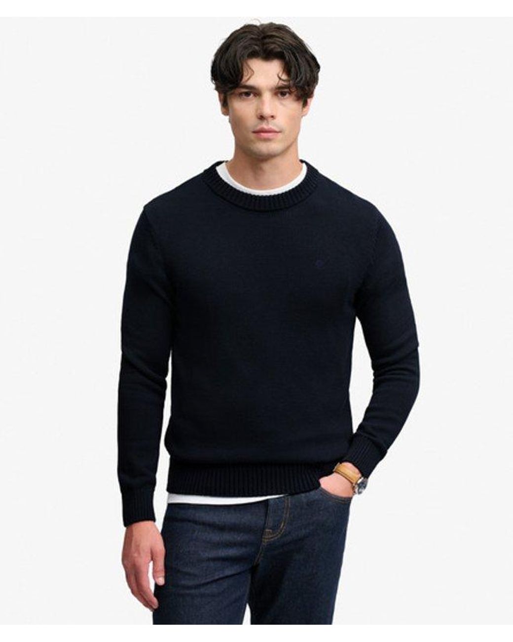 Superdry Blue Preppy Cotton Jumper for men