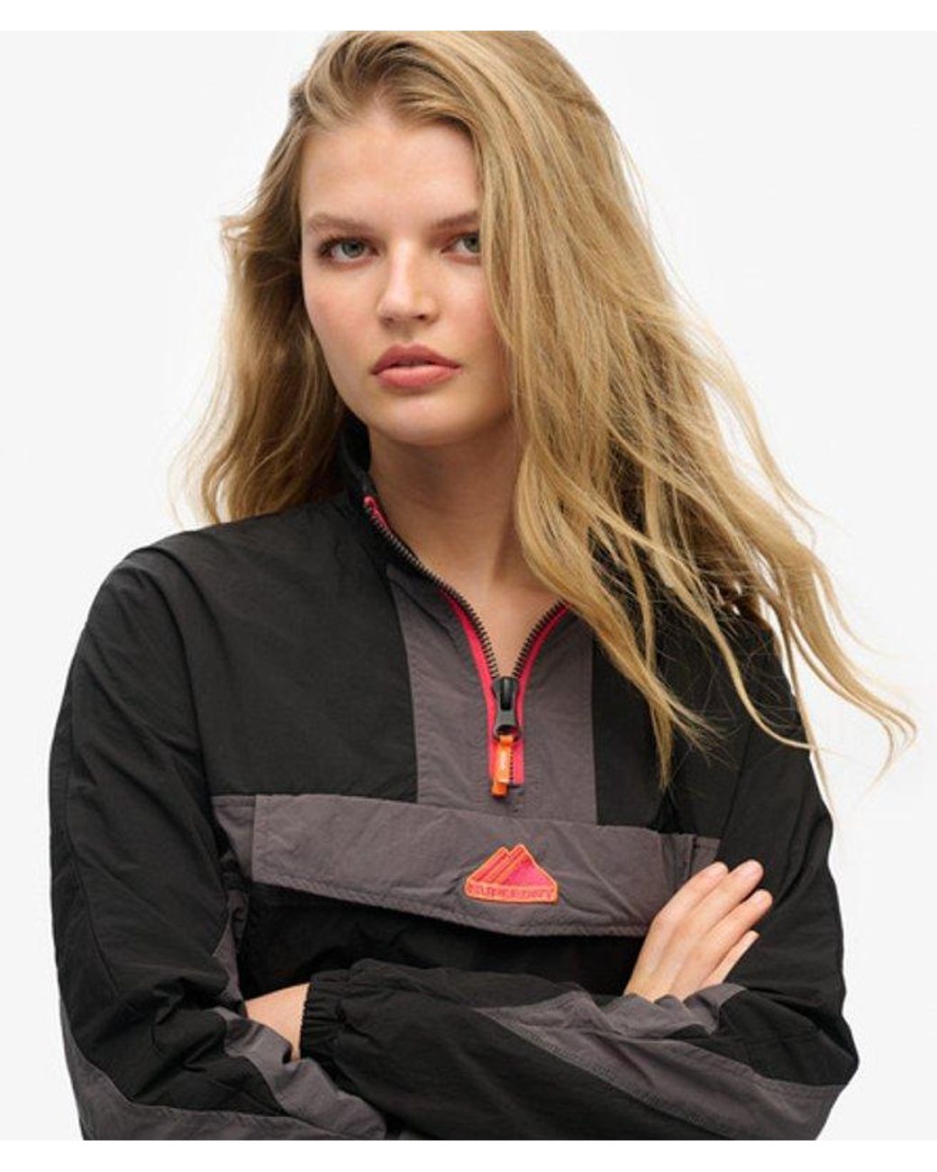 Superdry Black Colourblock Track Overhead Jacket