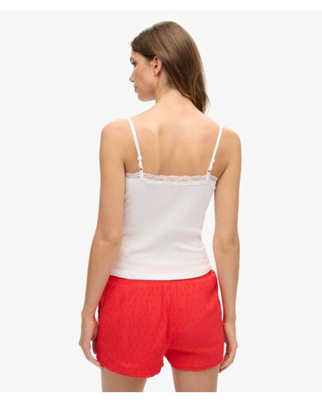Superdry Red & Co Organic Cotton Essential Rib Lace Cami Top