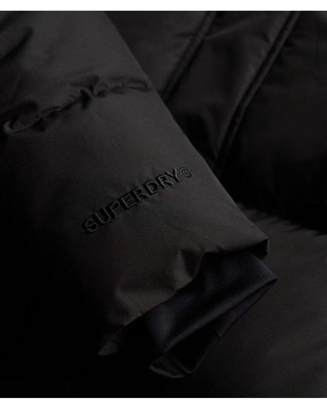 Superdry Black & Co Hooded Mid Length Sports Puffer Jacket