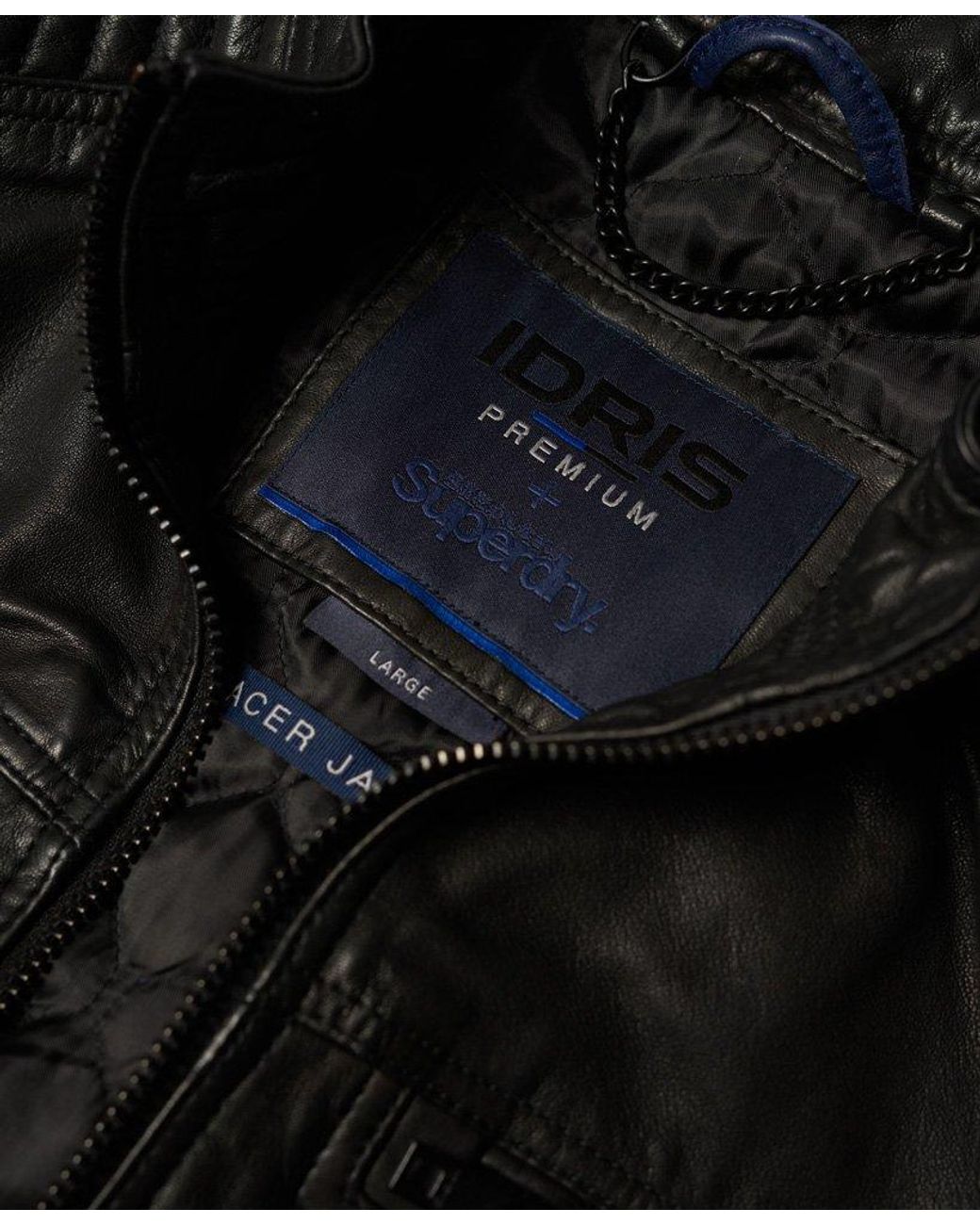 Superdry Ie Iconic Leather Racer Jacket Black for Men | Lyst