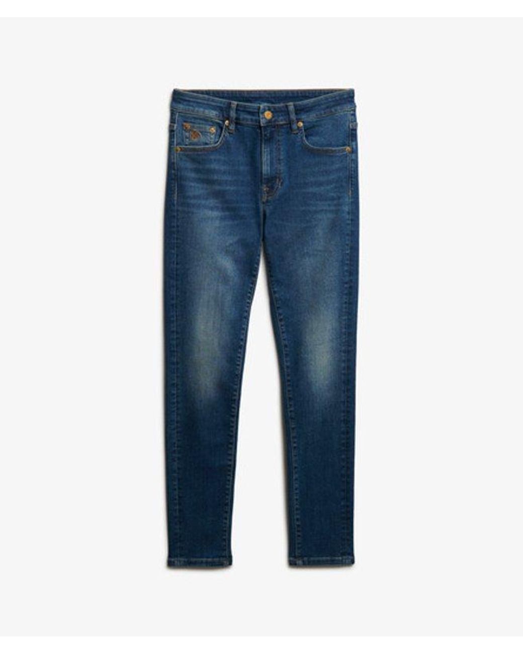 Superdry Blue Organic Cotton Mid Rise Skinny Jeans Size: 26/32