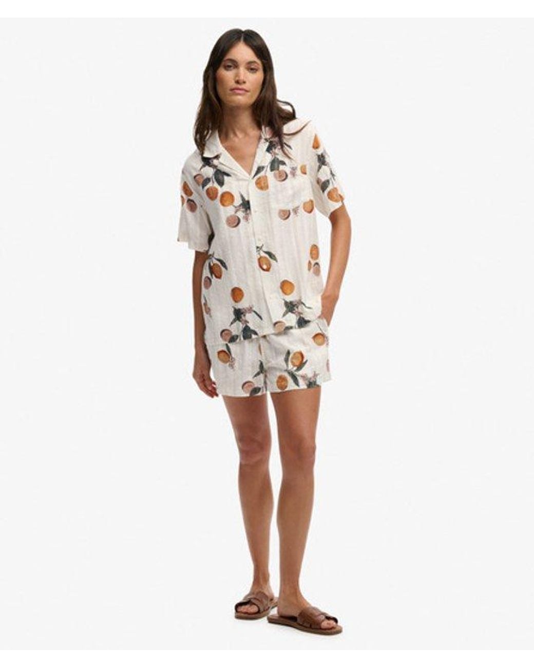 Superdry White & Co Cotton Printed Beach Shorts