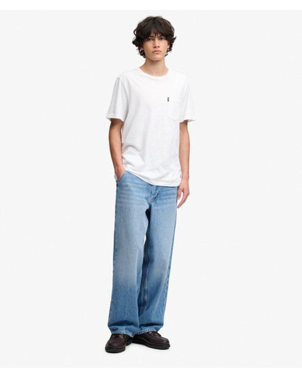 Superdry Blue & Co Oversized Rigid Washed Jeans for men