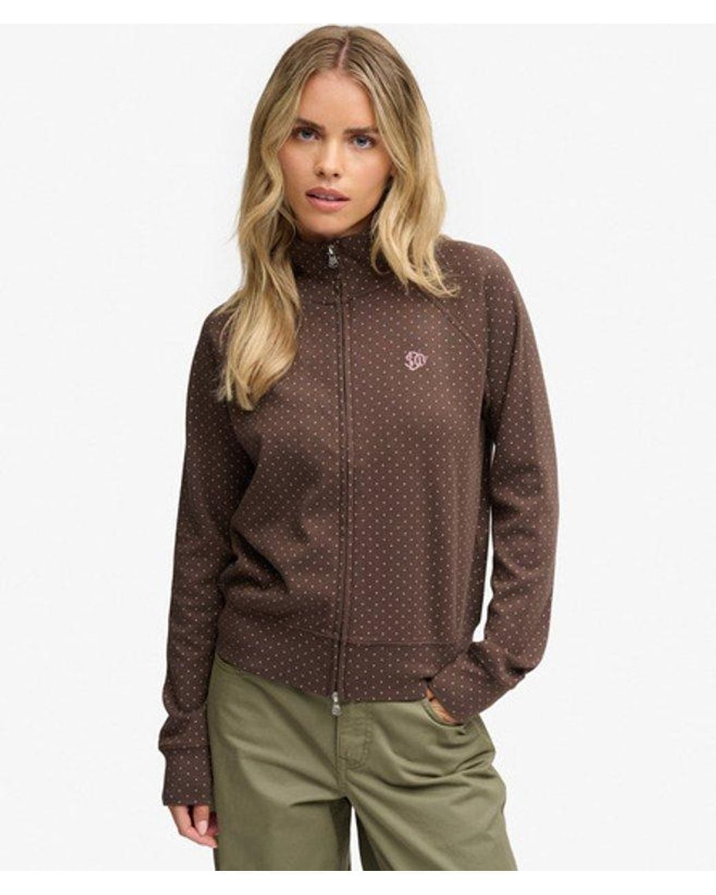 Superdry Brown Polka Dot Track Top