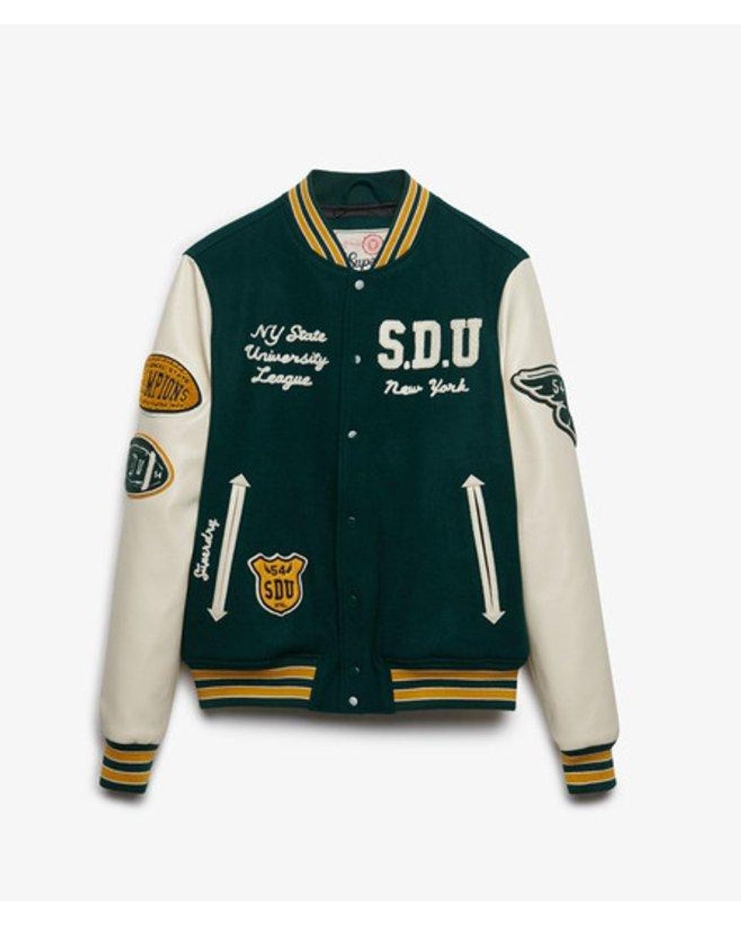 Superdry Green & Co Vintage Patched Varsity Jacket for men