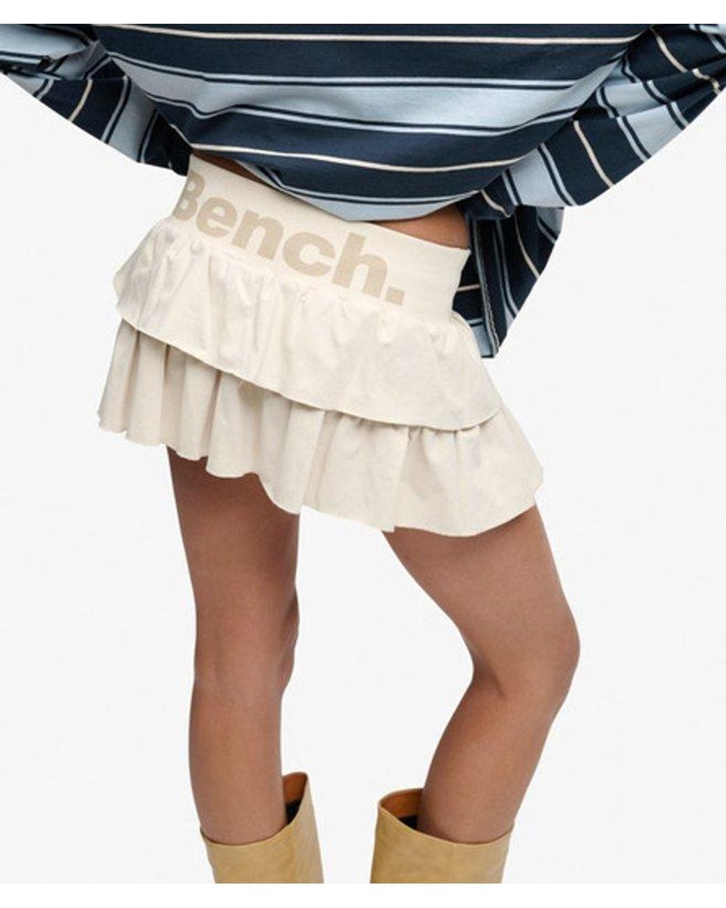 Superdry Blue Bench X & Co Bench Low Rise Tiered Skirt