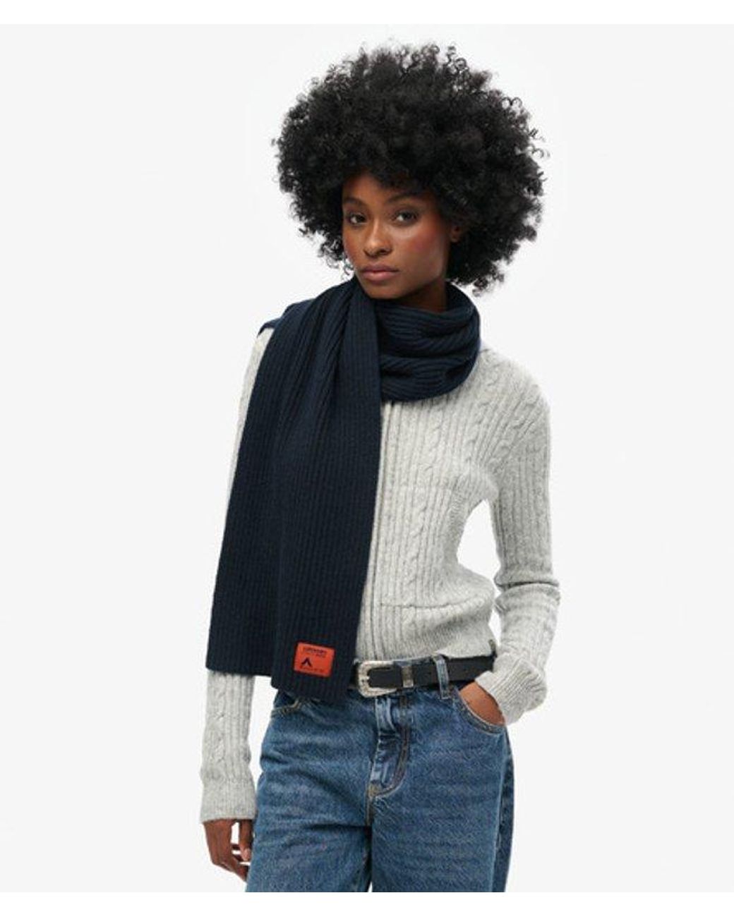 Superdry Blue & Co Workwear Knitted Scarf for men